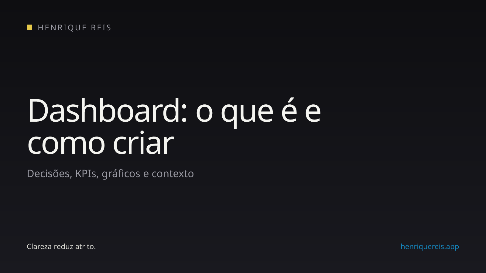Estrutura conceitual de um dashboard conectando objetivo, pergunta, métrica, dado, visualização e decisão