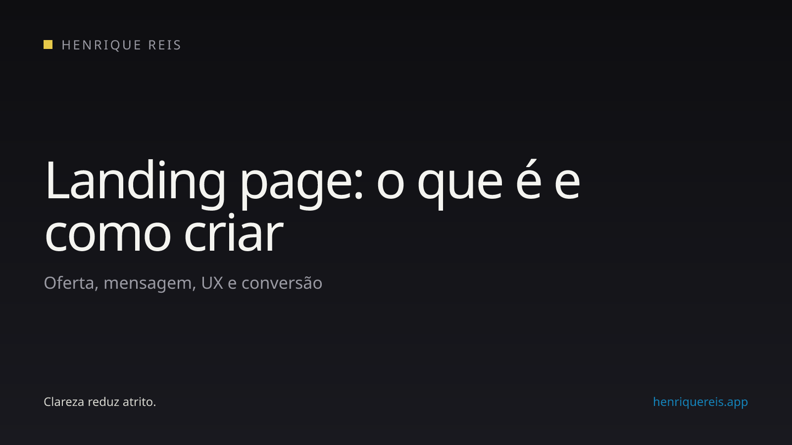 Estrutura conceitual de uma landing page conectando público, oferta, mensagem, prova, ação e medição