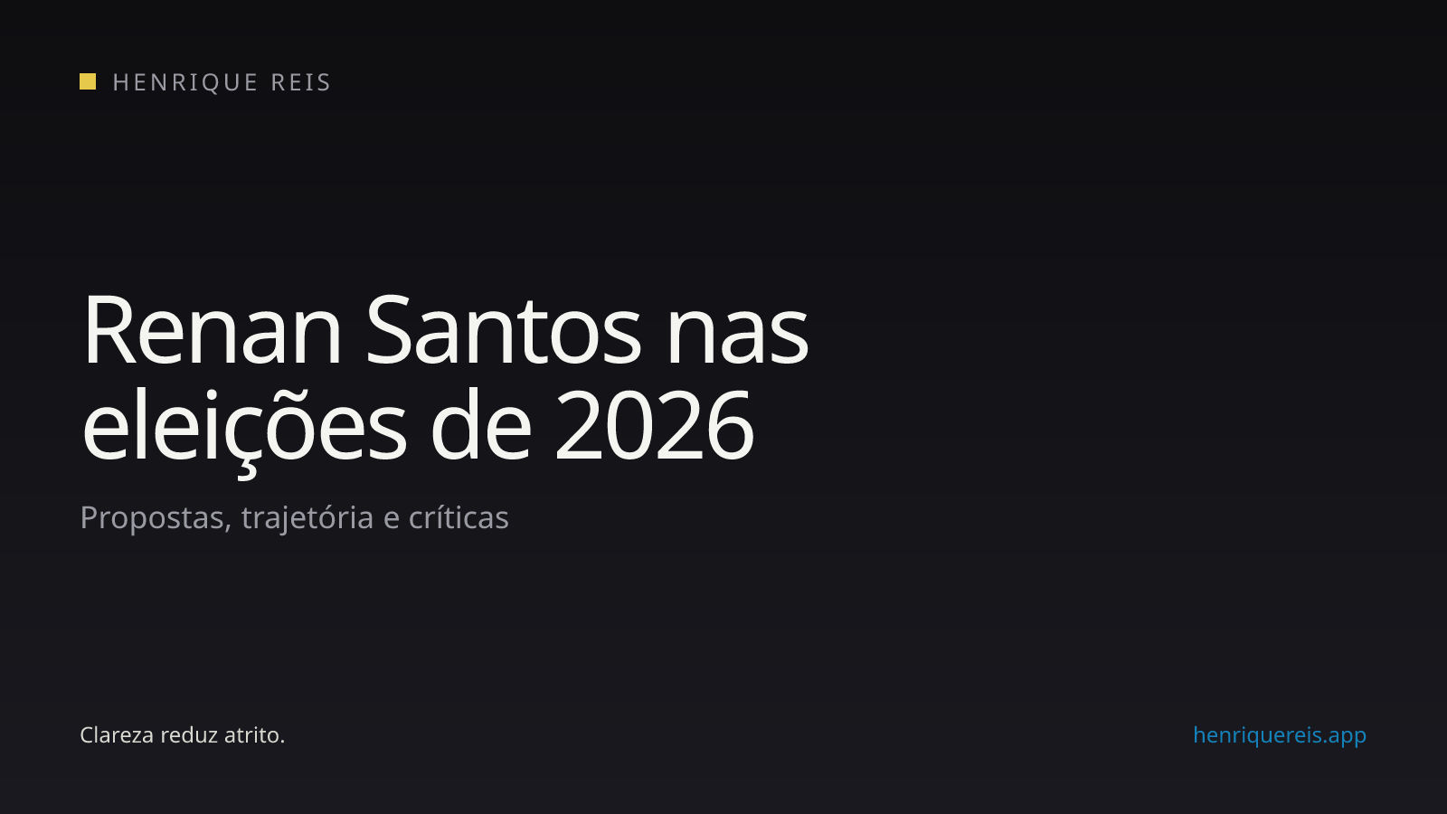 Capa editorial do perfil de Renan Santos nas eleições presidenciais de 2026