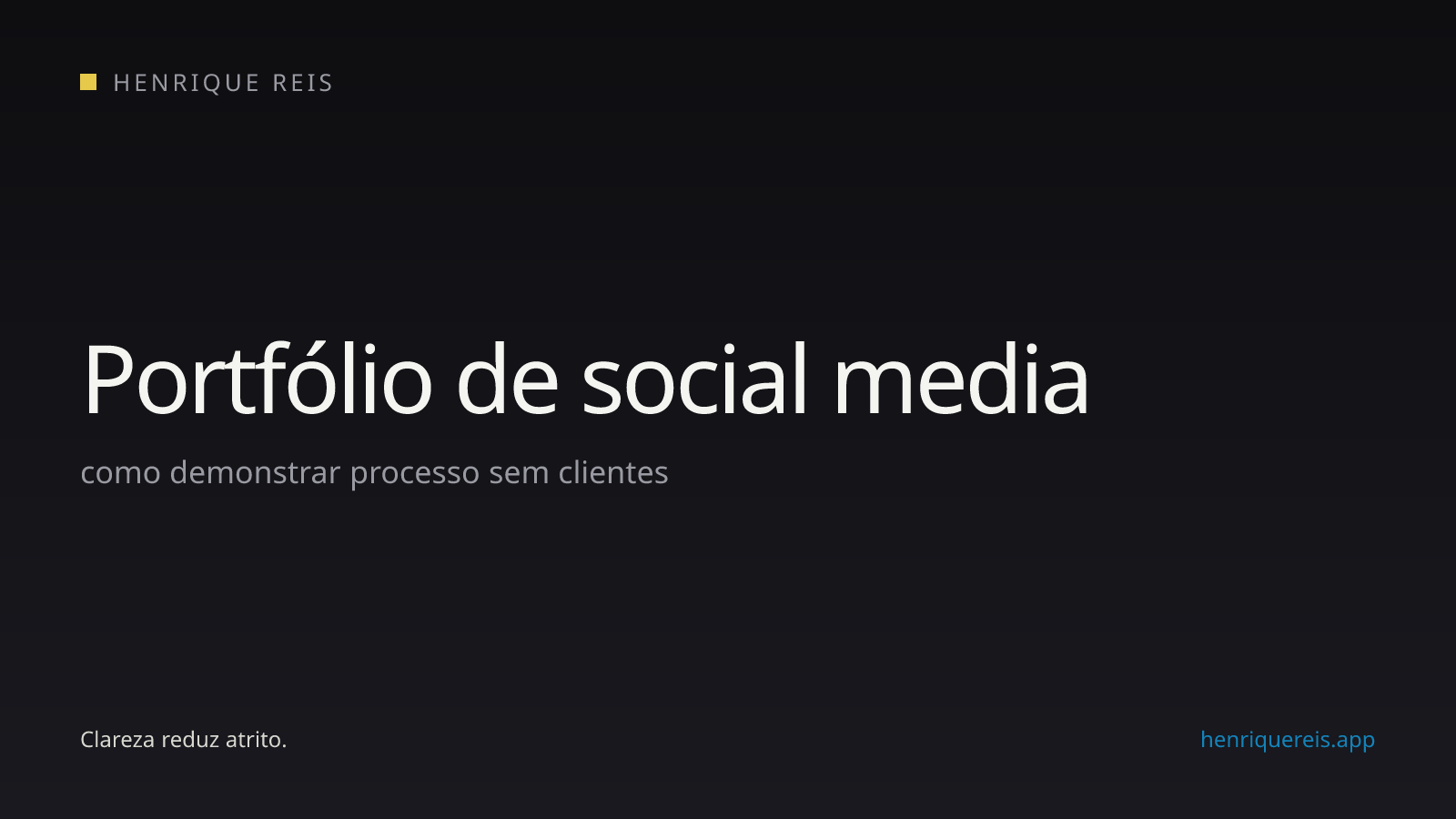 Estrutura de estudo de caso para um portfólio inicial de social media