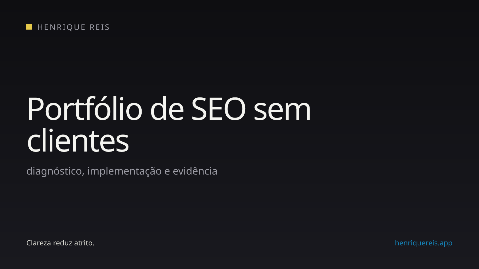 Estrutura de estudo de caso para um portfólio inicial de SEO