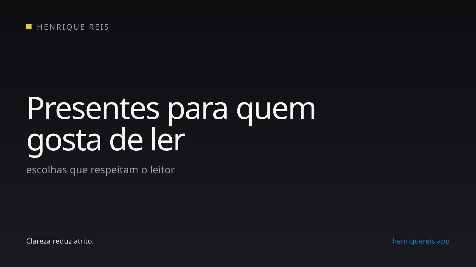 Capa editorial da curadoria de presentes para quem gosta de ler