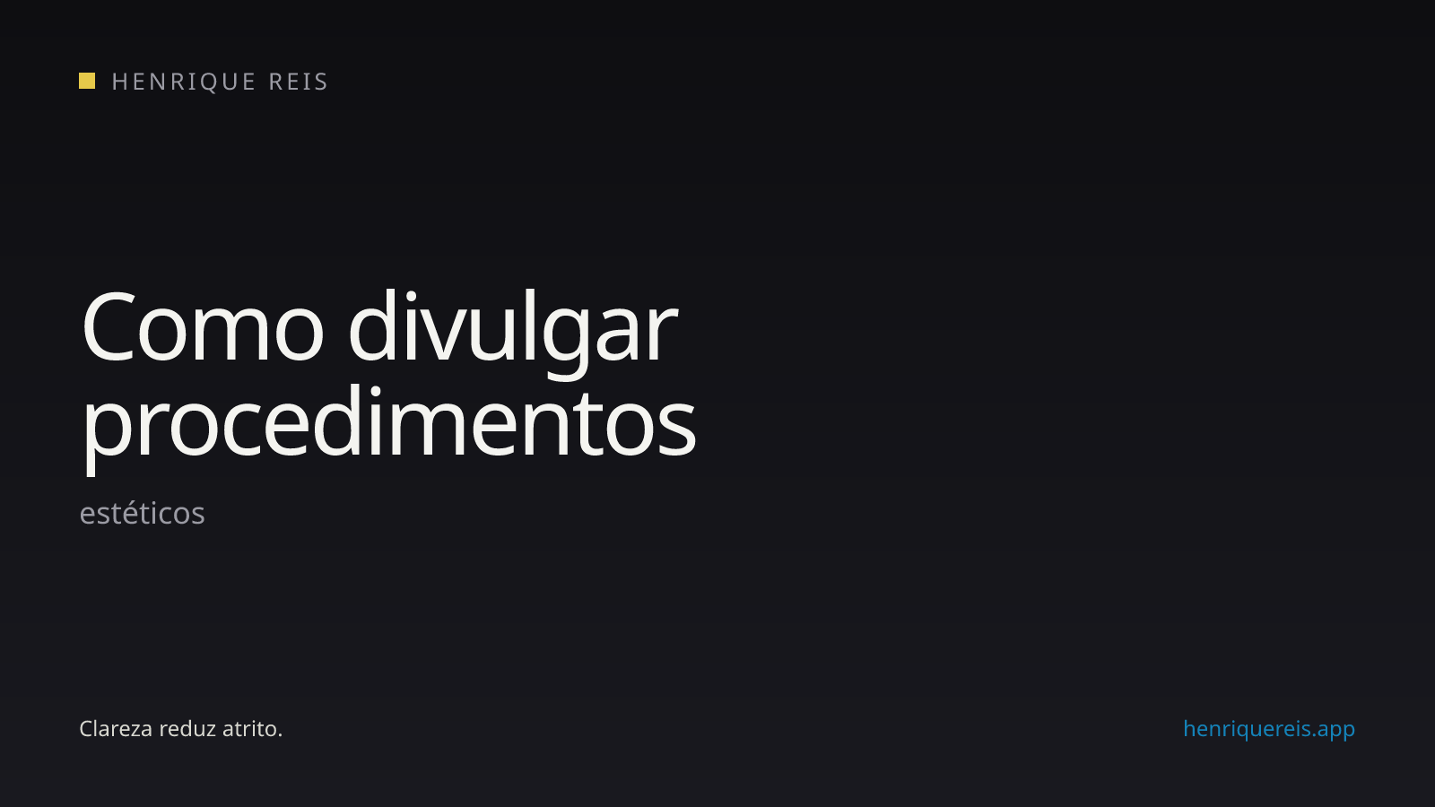 Capa editorial escura para o artigo sobre divulgar procedimentos estéticos
