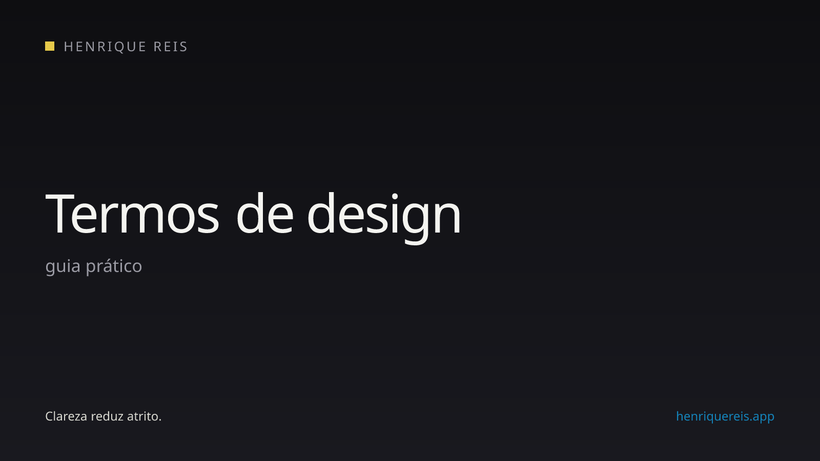 Capa editorial escura para o guia de termos de design