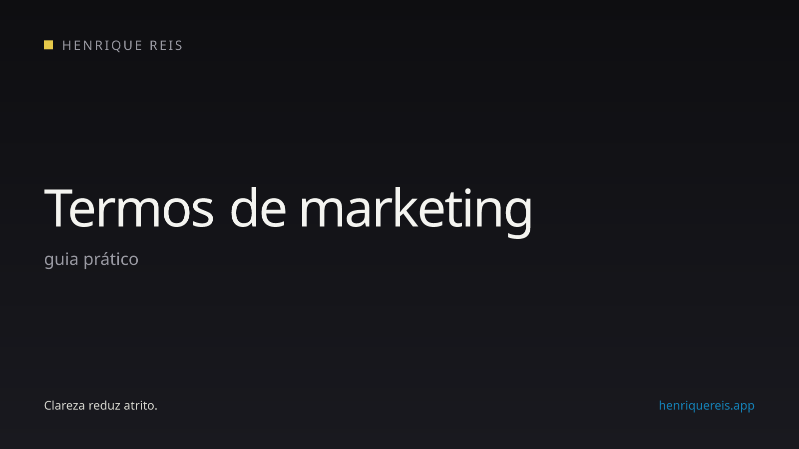 Capa editorial escura para o guia de termos de marketing