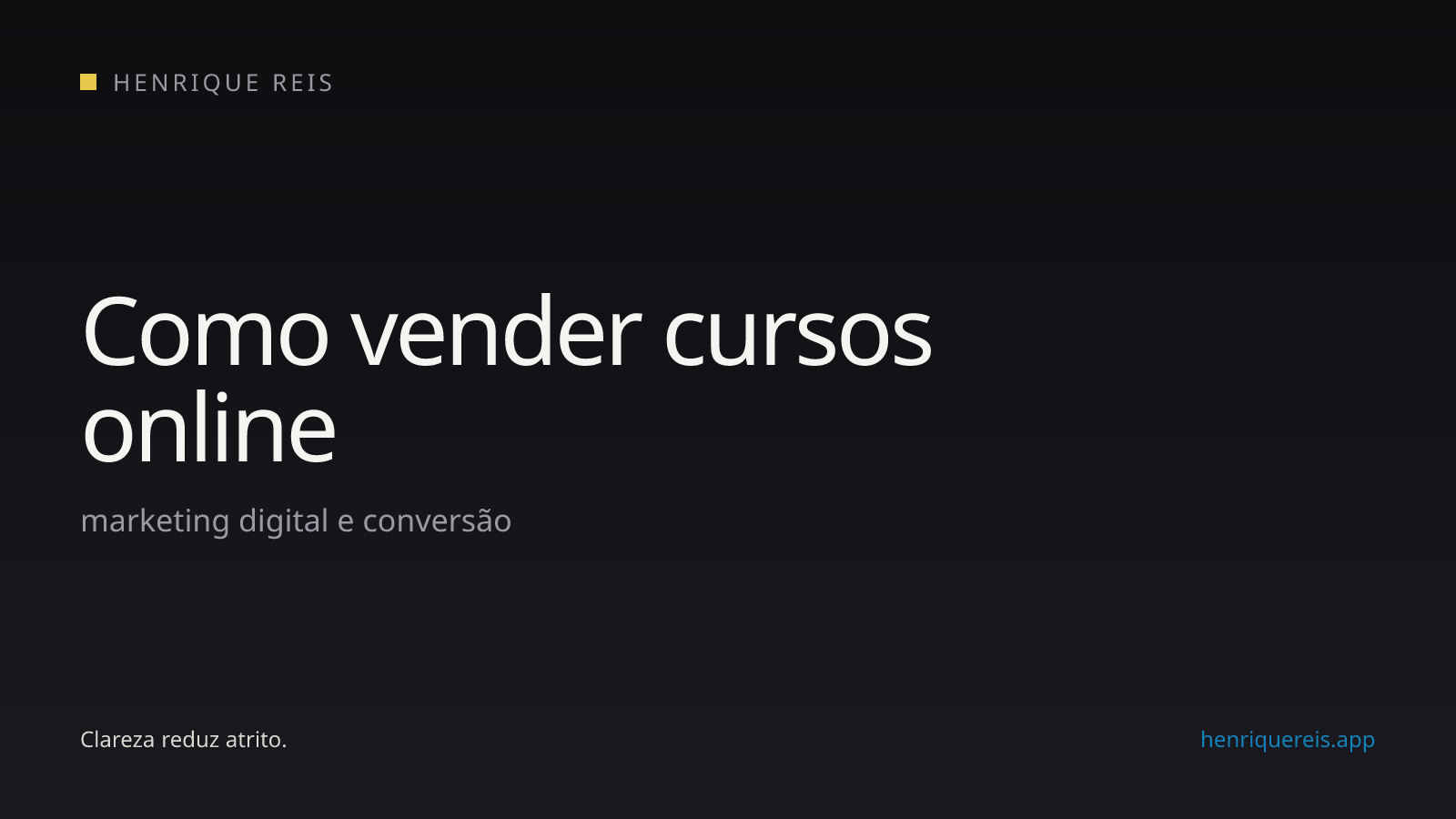 Capa editorial escura para o artigo sobre vender cursos online com marketing digital