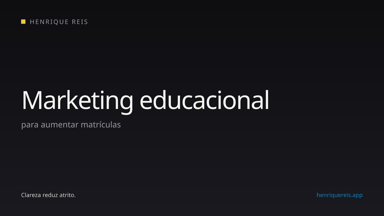 Capa editorial escura para o artigo sobre marketing educacional e aumento de matrículas