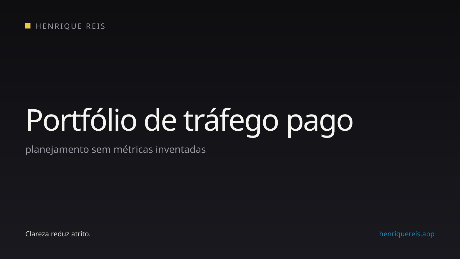 Estrutura de projeto autoral para portfólio de mídia paga