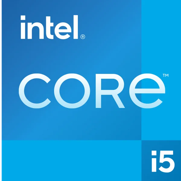Identidade visual oficial da família Intel Core i5; não é fotografia da embalagem