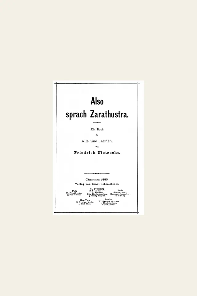 Capa da primeira edição da primeira parte de Assim Falou Zaratustra, de 1883