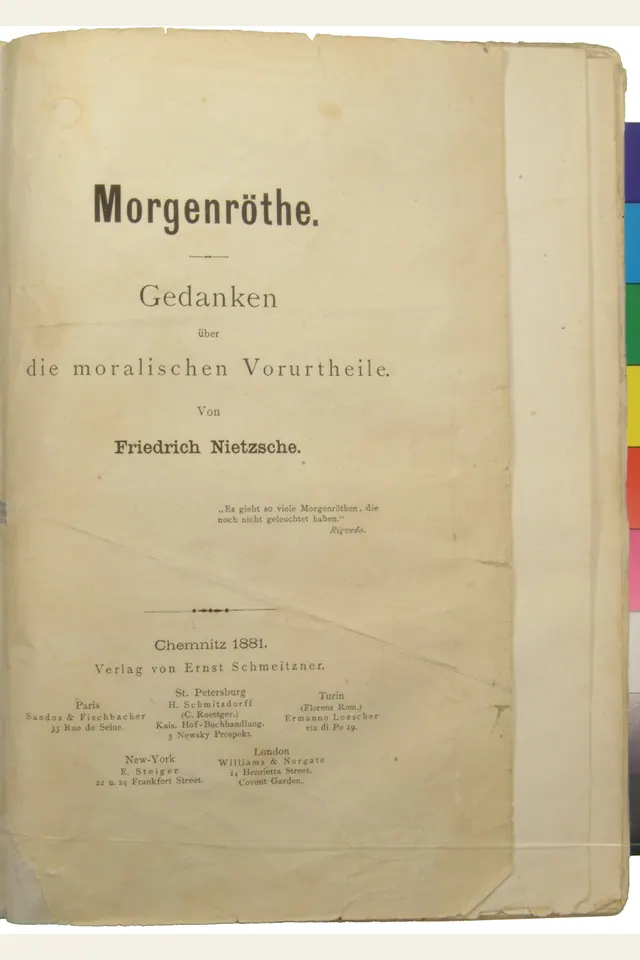 Folha de rosto da primeira edição de Aurora, de 1881