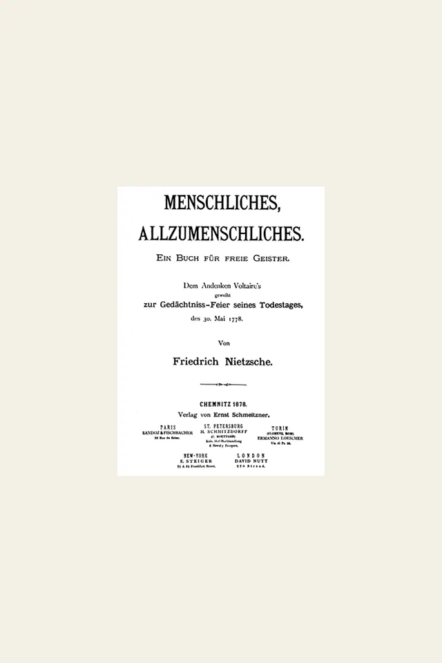 Folha de rosto da primeira edição de Humano, Demasiado Humano, de 1878
