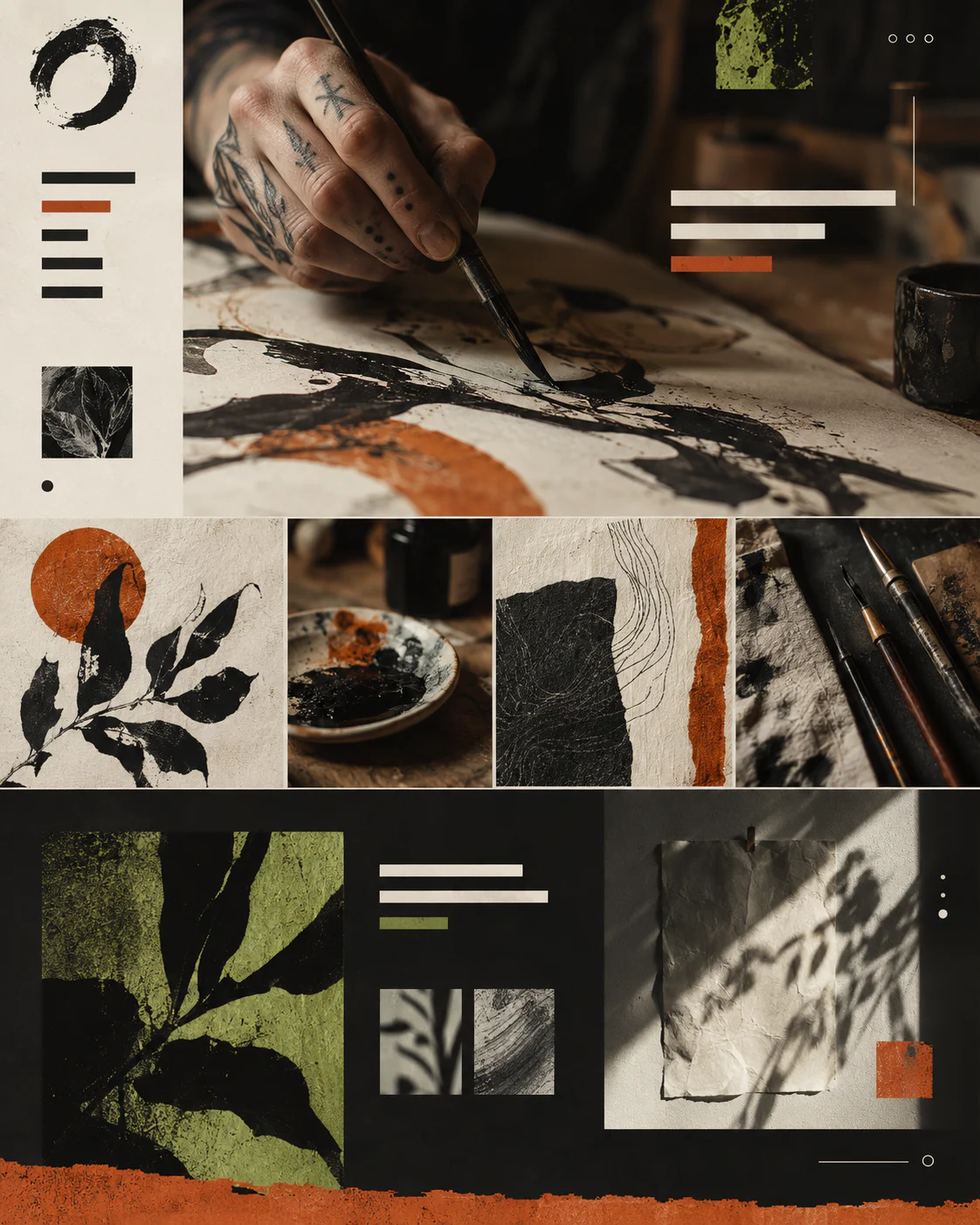 Referência visual de um portfólio autoral com título expressivo, filtros e imagens de trabalhos.